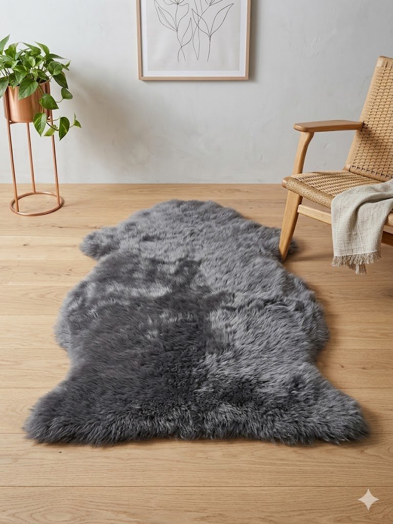 Rug, Sheepskin , Natural white, 2x6