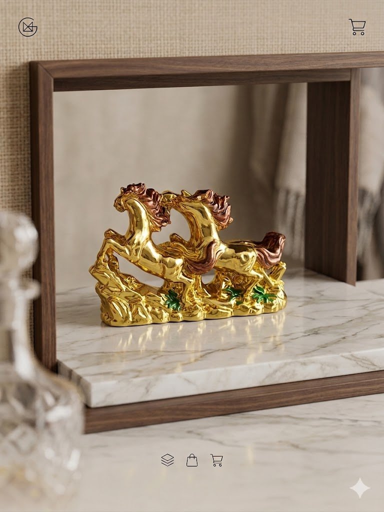 Accessory, real white, Gold, Threegold horse 