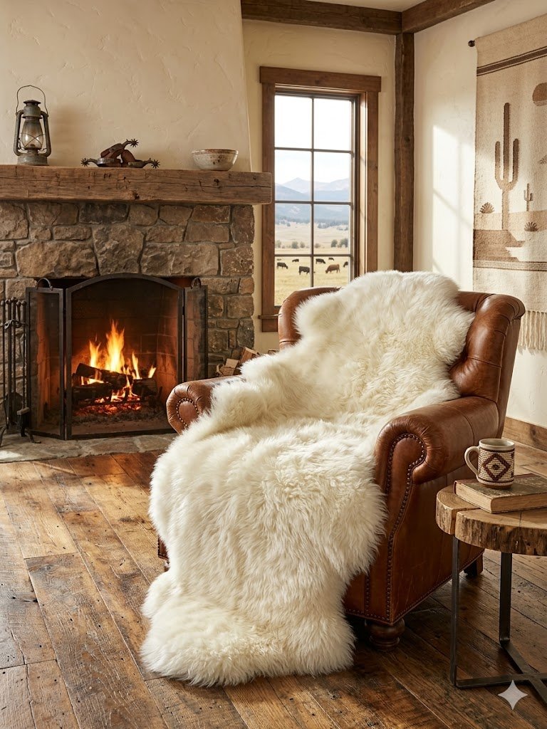 rug , real sheephide  runner , White, 2x6