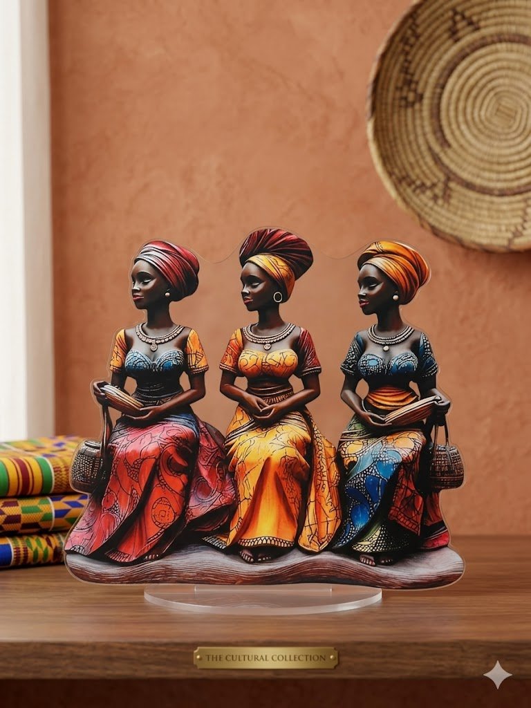 Accessory, three african woman stand, mix