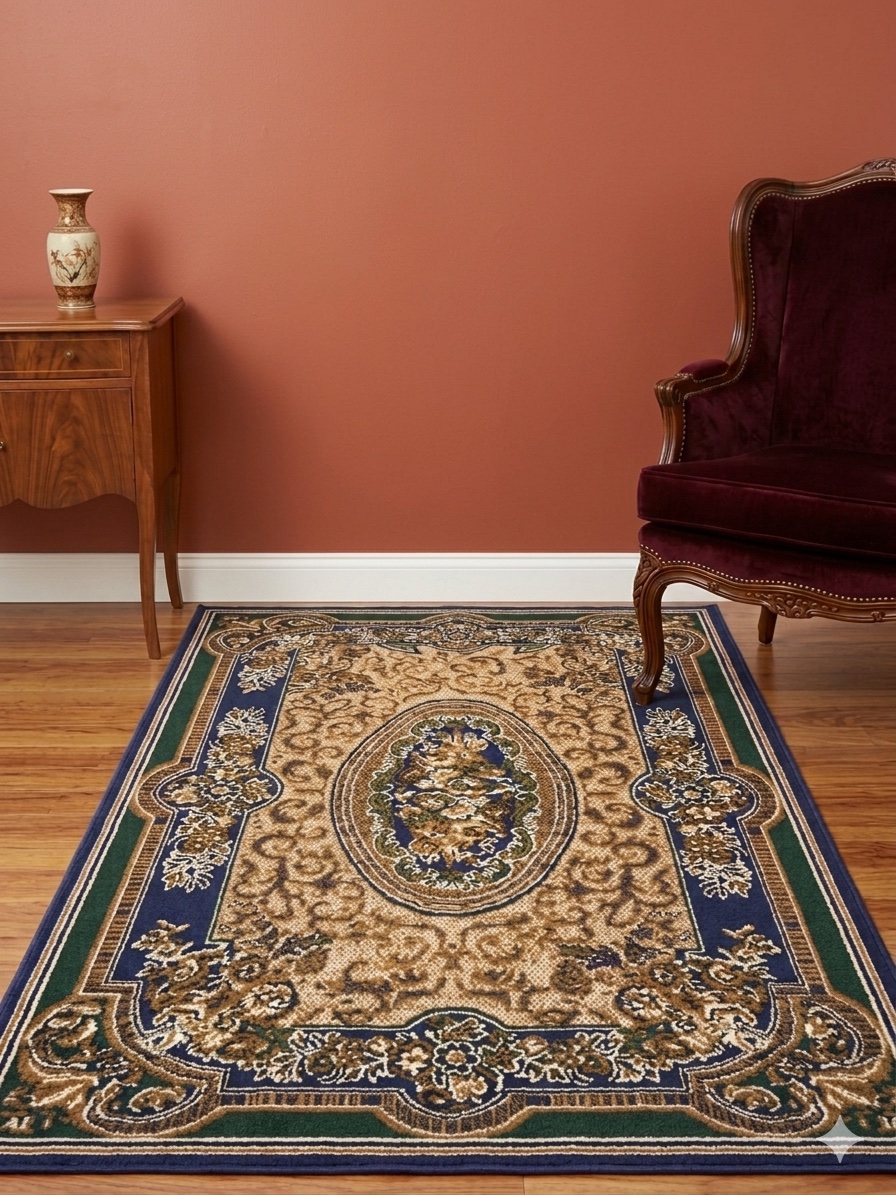 Tajmahal authentic area rugs, Tajmahal 112, Navy blue, 5x8