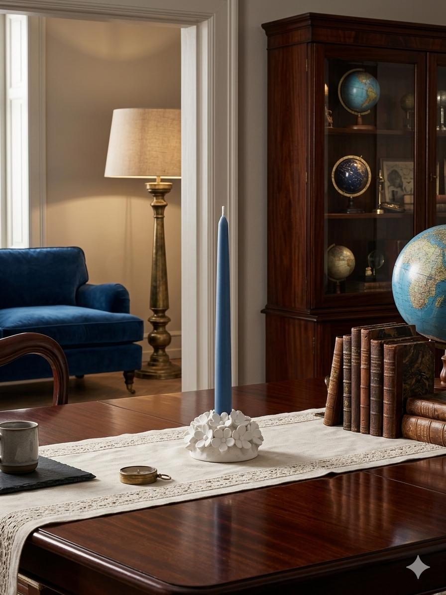 Other, Blue candle , Blue, Blue candle size (H) 11 in x 3in (W)