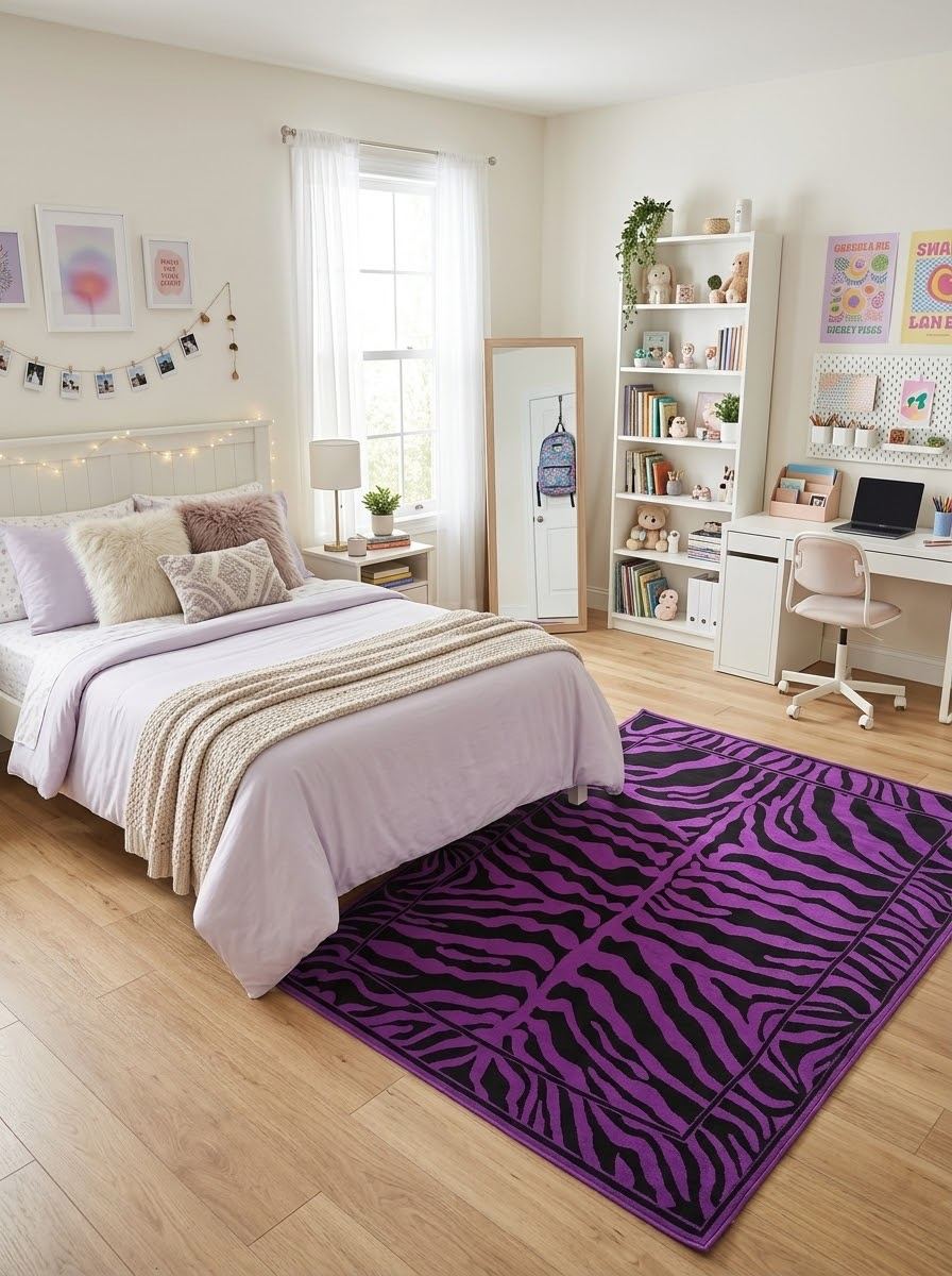 5x8 Purple Zebra Area Rug