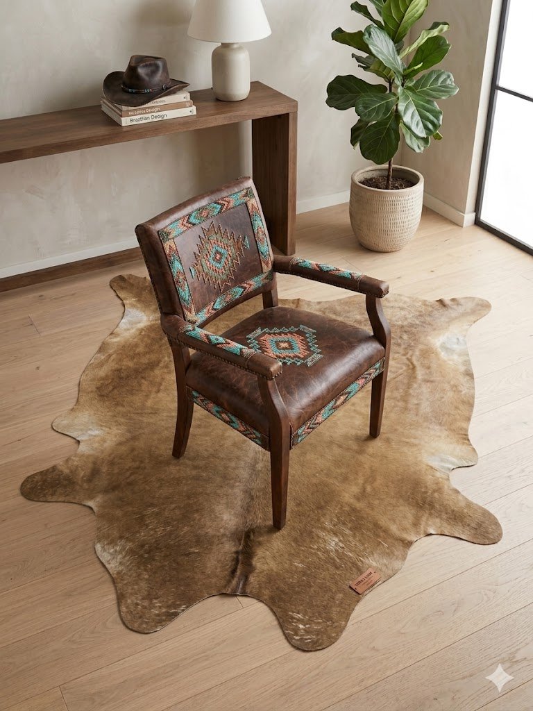 rug, natural brown  Brazilian cowhide, 5x8