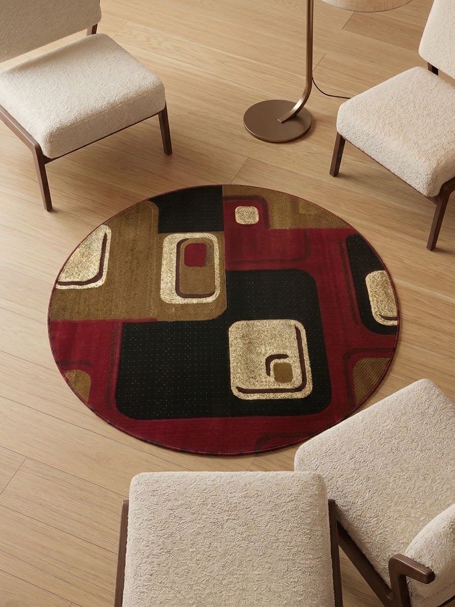 5x5 Red C-319 Area Rug