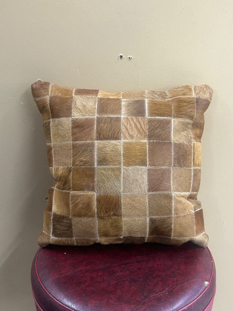 16x16 Chocolate Cow Hide Pillow
