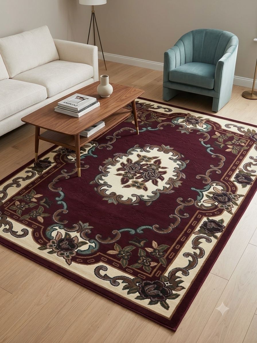 5x8 Burgundy D-121 Area Rug