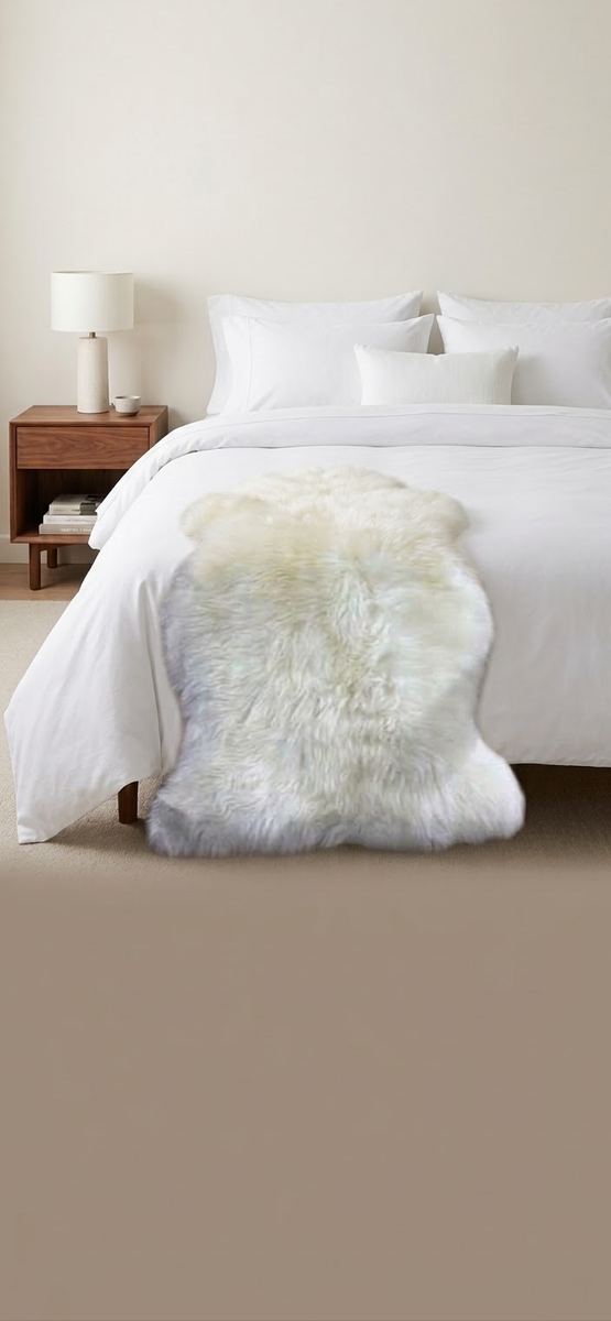 1x3 Natural White Sheepskin Rug