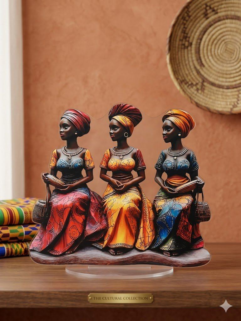 Three African Woman Stand, afrobohemian African figurative design